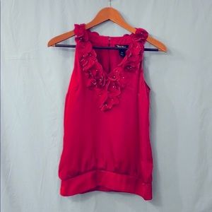White House Black Market Red Rose Dress Blouse